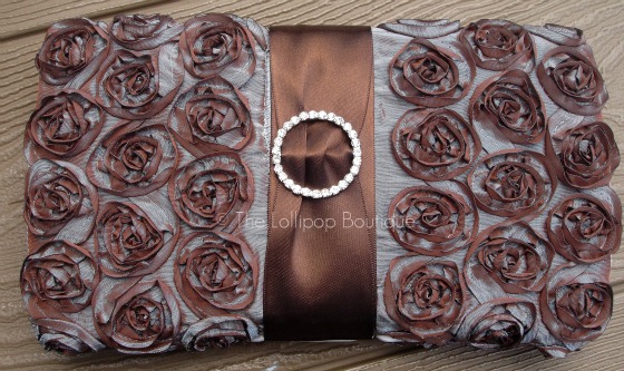 Blue-Brown Rosette Wipe Case-Boutique wipe case, Rose Wipe case, baby wipe case, wipe case, Rosette
