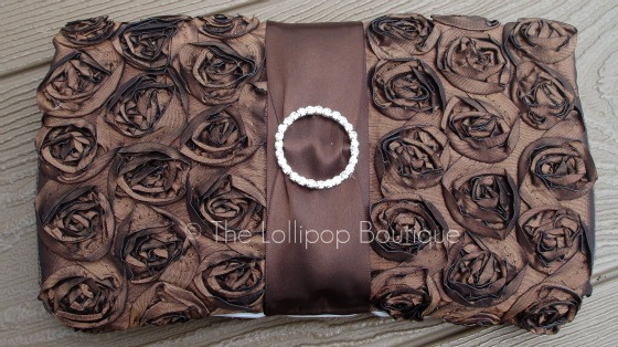 Brown Rosette Wipe Case-Boutique Baby Wipe Case, Baby wipe case, wipe case, rosette wipe case, rosette case, baby wipes,