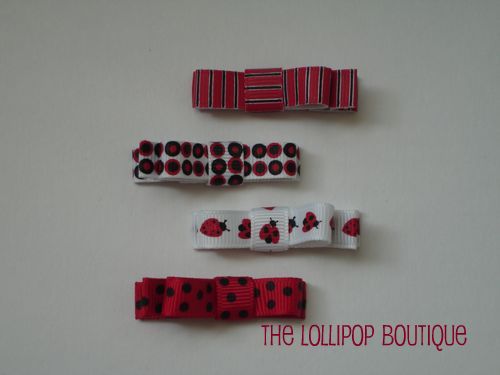 Ladybug Bar Bow Hairclips Set