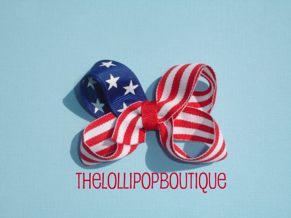 4th of July Flag Bow-4th of July, Hairbows, Bows, Clips, clippie, Ribbon, Patriotic