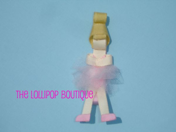 Ballerina Clippies-Ballerina, Ribbon, Hair clips, hair bows, tutu