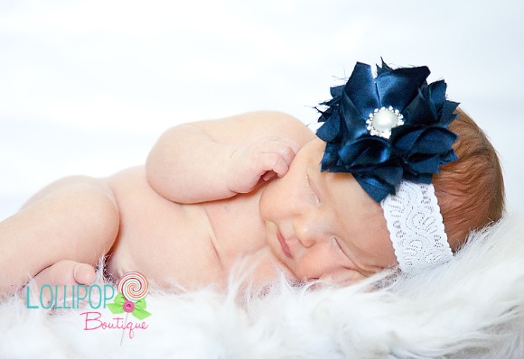 Navy Dupoini Silk Lace Headband-dupoini silk flower headband, dupoini silk flower, dupoini silk, lace headband, lace, stretch lace, baby headband, baby, toddler