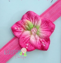 Fushia Velvet Flower Elastic Headband-velvet flower headband, flower headband, velvet elastic headband, baby elastic headband, toddler headband