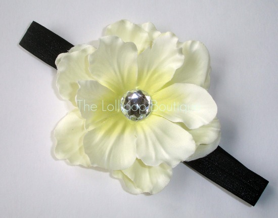 Ivory Anenome Elastic Headband-elastic headband, anenome flower, flower headband, flower, elastic, soft elastic, FOE headband