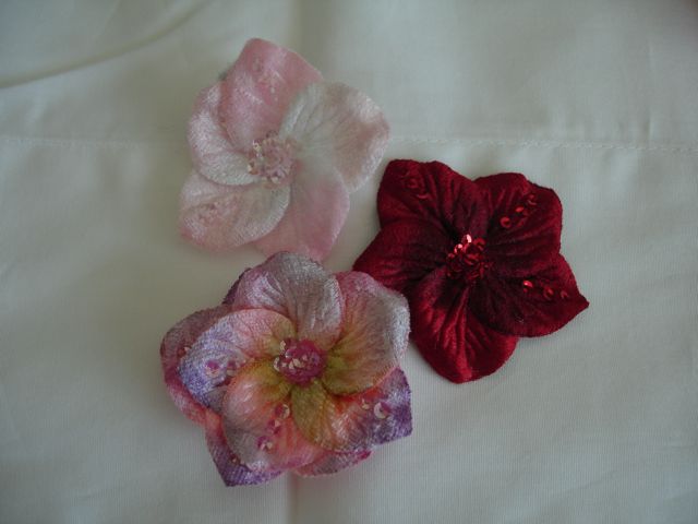 Velvet Sequin Flower Clips-velvet flowers, flower hairclips, velvet, flowers, sequins, velvet sequin flowers