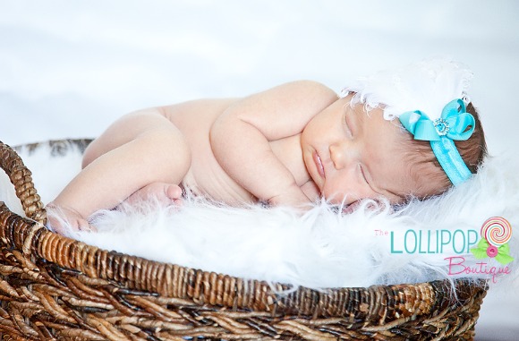 White Feather w/Turquoise Bow Elastic Headband-feather elastic headband, feather headband, fascinator, najorie feather headband, baby headband