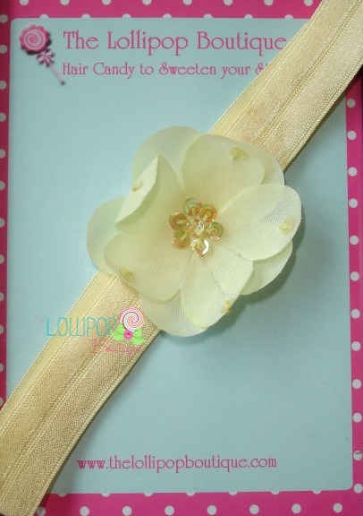 Yellow Posie Elastic Headband-posie elastic headband, elastic headband, baby headband, baby flower headband,baby, todller