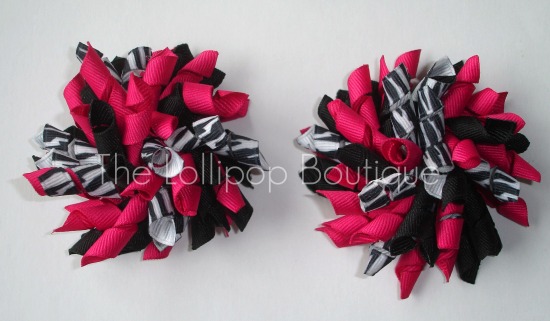 Zebra Korker Bows-zebra, korker hairbow, korker, hair, bows, bow