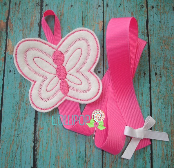 Hot Pink Felt Butterfly Bow Holder