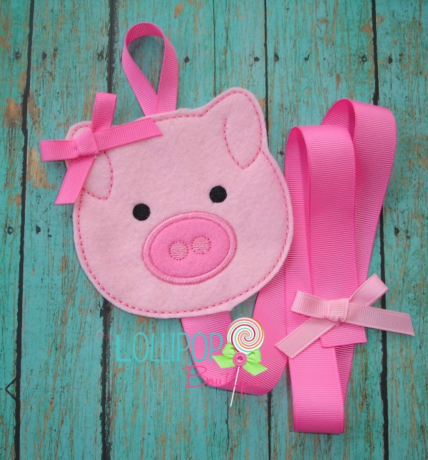 Pink Pig Felt Bow Holder